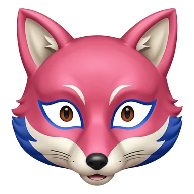 Red, blue and pink fox mask sticker