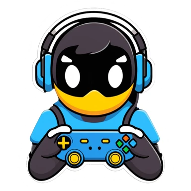 gaming mascot with a game controller and gaming headset sticker