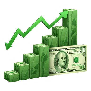 dollar bill and bar chart rising sticker