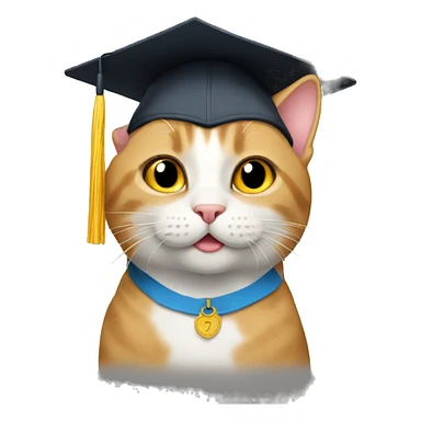 cat graduating sticker