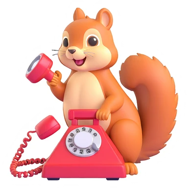 squirrel chattering on an old-fashioned rotary phone, emoji style sticker