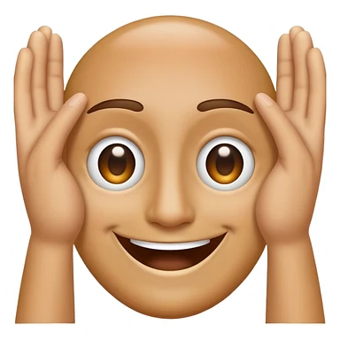 A happy face holding up its two hands in circle over its eyes sticker