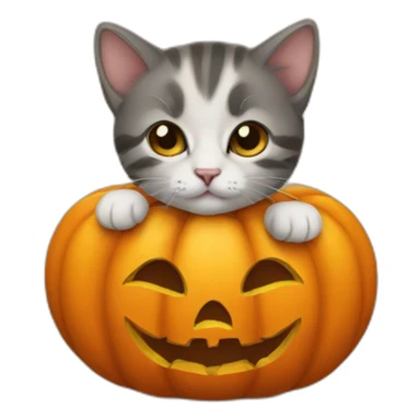 kitten in pumpkin sticker