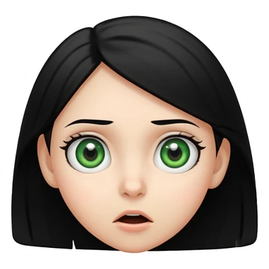 teenage girl with green eyes and black hair, surprised expression sticker