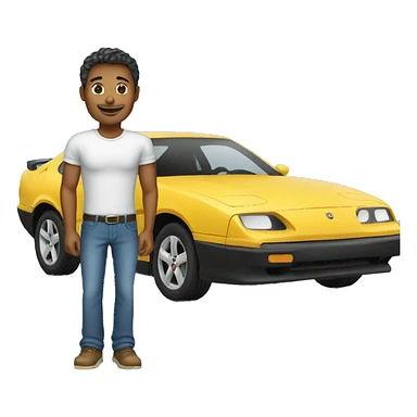 Man in front of car sticker