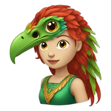 quetzalcuoatl red head, green eye, white skin girl sticker