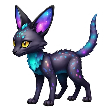 Cute Epic Colorful Edgy Dark Black Iridescent Nebula Sergal-Serval-Vernid full body sticker