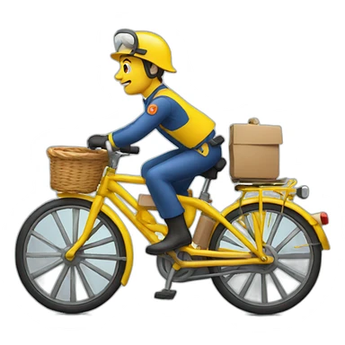 french postman on a yellow bike sticker
