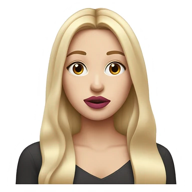 white girl with blond straight hair, putting pink lipstick on her lips sticker