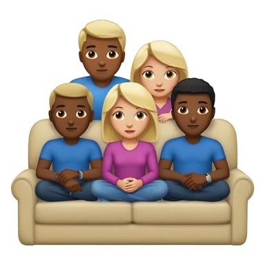 Generate the popular meme "5 black guys and a blonde"

1 blonde on the couch 
5 black mens behind the couch 
 sticker