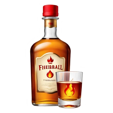 Small bottle of whiskey that says fireball in big capital letters with a red cap and the whiskey is smiling it’s so happy  sticker