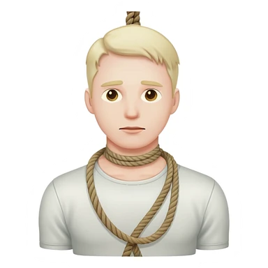 A man who’s hanging himself with a rope by his neck sticker