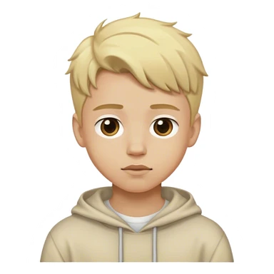 blonde boy with a oversize fit sticker