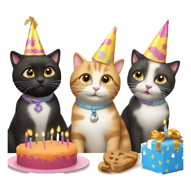 3 cats at a birthday party sticker