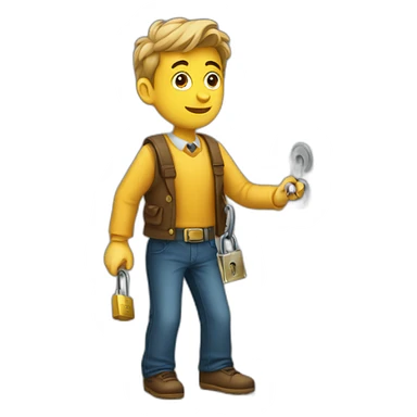 cClassy young man struggling to get a key into a lock sticker