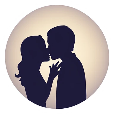 Couple kissing silhouette in the moonlight  sticker