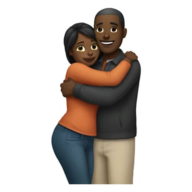 Black woman and white man hugging sticker