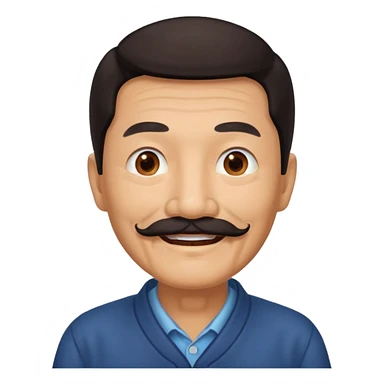 Old Chinese man with dark hair and full mustache sticker