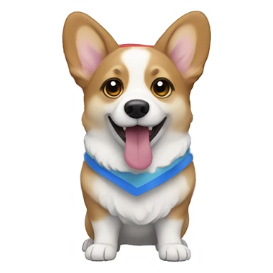 Blue Corgi with a pride flag sticker