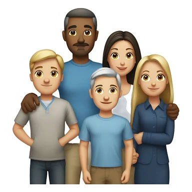 6 caucasian family members  sticker
