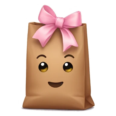 Brown bag with pastel pink bow sticker
