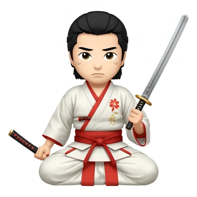 kneeling samurai in white kimono sticker
