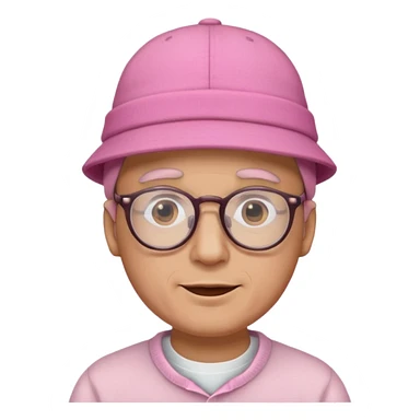 man with glasess wear pink hat  sticker