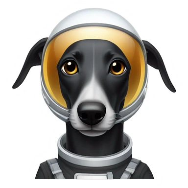 Black greyhound dressed as an astronaut  sticker