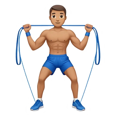 fit man with blue shorts resistance bands exercises sticker