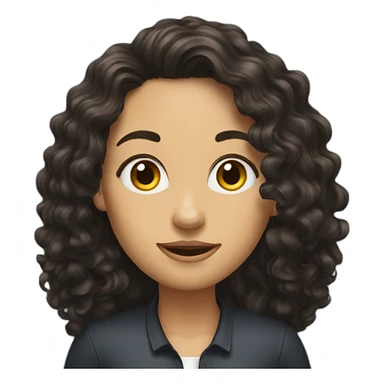 alyson our boss with long dark curly hair sticker