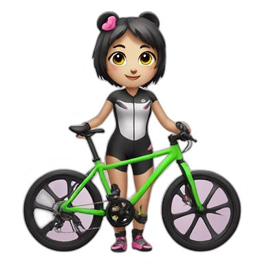 Cute Panda girl with road bike sticker