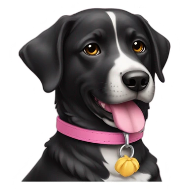 perro negro con collar rosado sticker