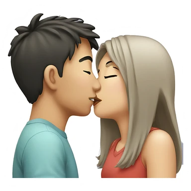 Asian girl kissing her boyfriend  sticker