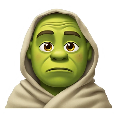Shrek sad with blanket around sticker