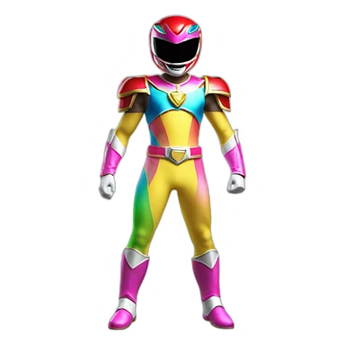 bright rainbow power ranger full body sticker