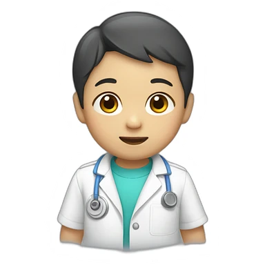 asian toddler male with lab suit sticker