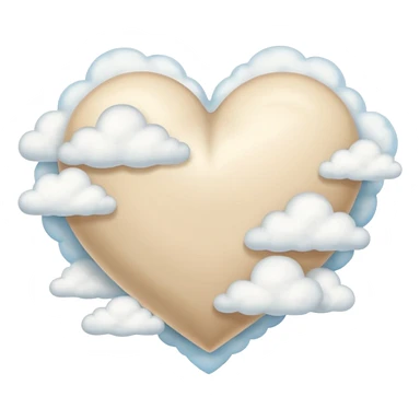 Soft beige heart with clouds sticker
