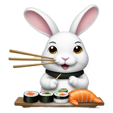 bunny eating sushi  sticker