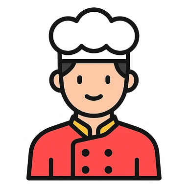 a man with black hair in a chef's suit sticker