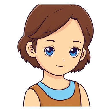 White girl with brown hair past shoulders blue eyes tanned but white skin  sticker