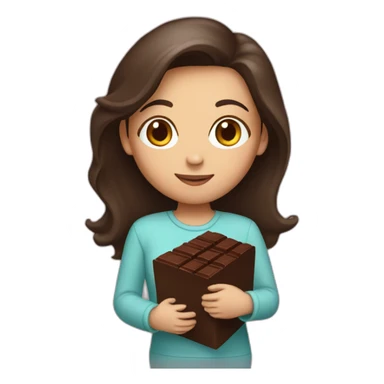 brunette girl holding chocolate sticker