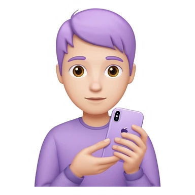 pastel purple iPhone held in hand, close up, iOS Apple emoji style sticker