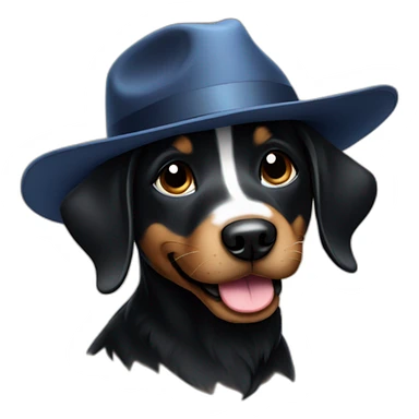Black puppy in hat sticker