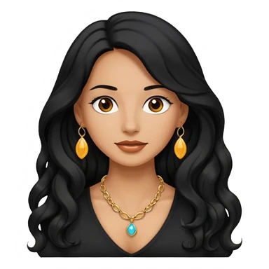 Mujer morena pelo ondulado negro largo sticker