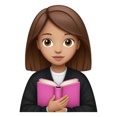 a light skin girl with brown hair and a dark cardigan holding a pink bible  sticker