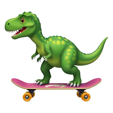 Dinosaur on a skateboard but the skateboard is a circle around the dinosaur sticker