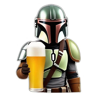 Le mandalorian en train de boire une bière sticker