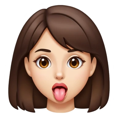 Girl sticking out tongue brunette sticker