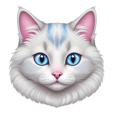 Grey and white cat blue eyes pink nose  sticker