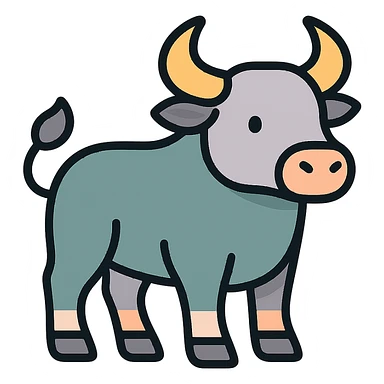 ox, symbol of the year in feng shui, Chinese eastern style, thin clean contours, soft rounded shapes, pastel palette #98B5BC, #B5B3C1, #C9A3C9, #E4C0CA, #F7DCD1, #F7C0AA, detailed shadows and highlights, soft lighting, transparent background, less cute, no decorative elements sticker